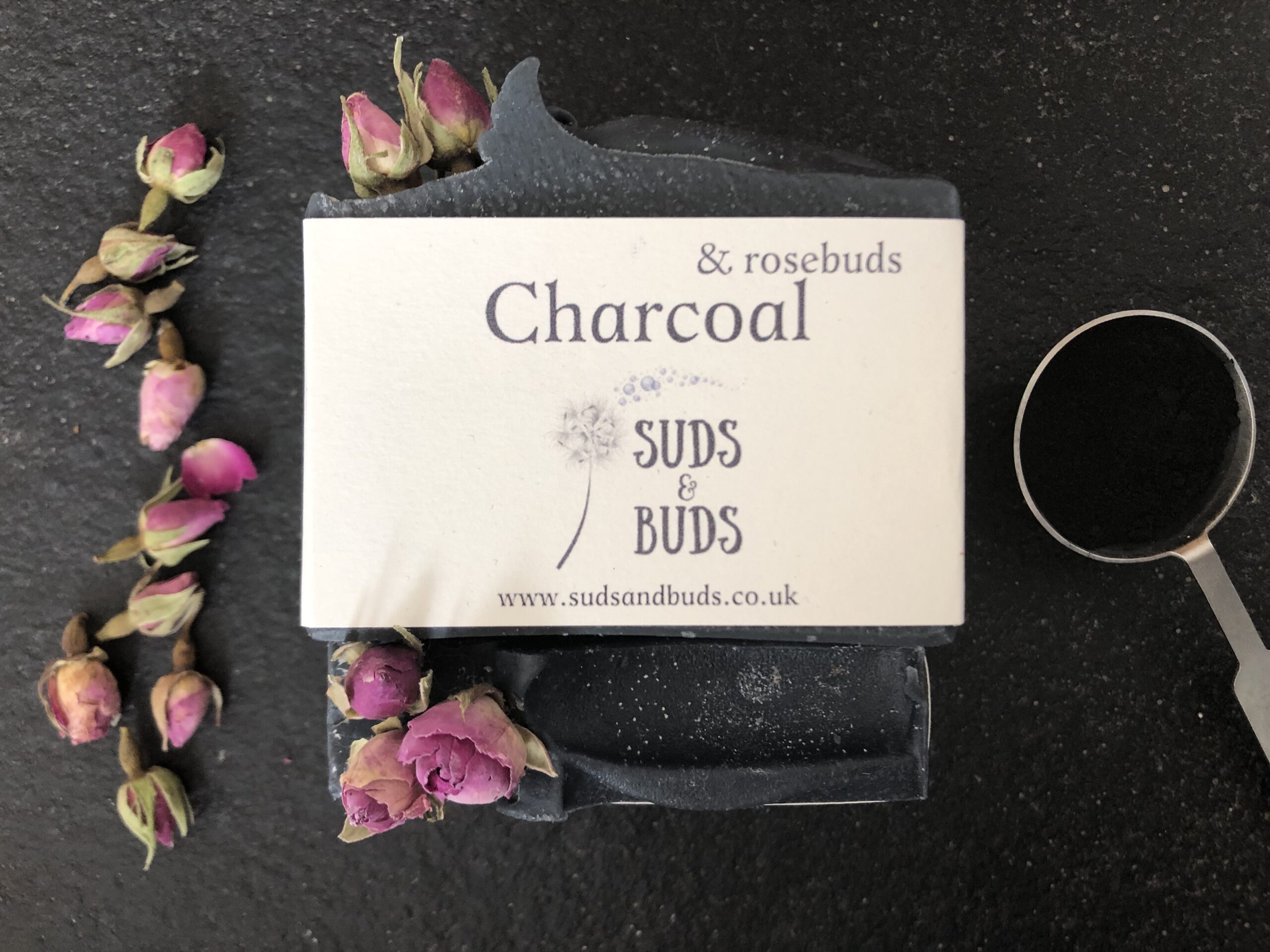 Charcoal & rosebuds soap